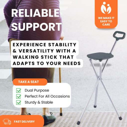 Reliable Support with Walking Stick with Seat