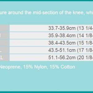 Oppo Knee Support Size Chart